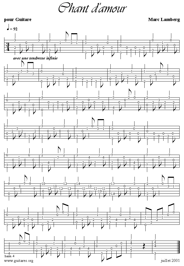 Chant d'amour (tablature) - Marc Lamberg