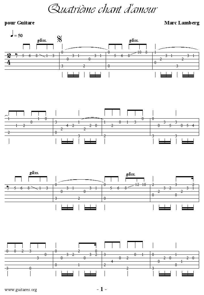 Quatrime chant d'amour (tablature) - Marc Lamberg