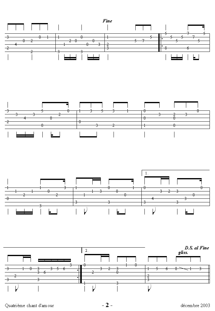 Quatrime chant d'amour (tablature) - Marc Lamberg